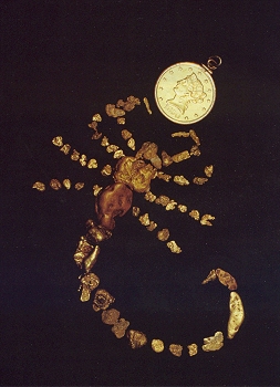 Scorpion made from gold nuggets