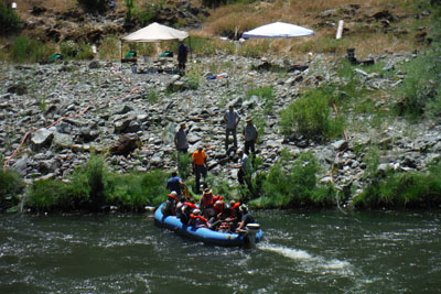 Rafting across the river